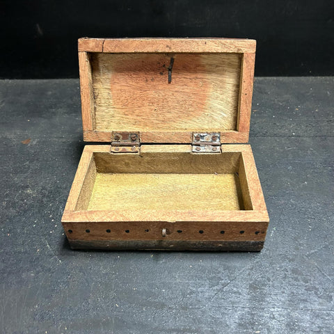 Vintage Rustic Wood and Metal Trinket Box