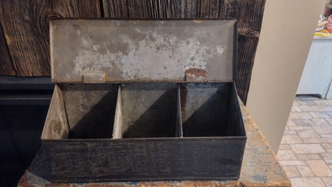 19th Century Black Painted Tin Box