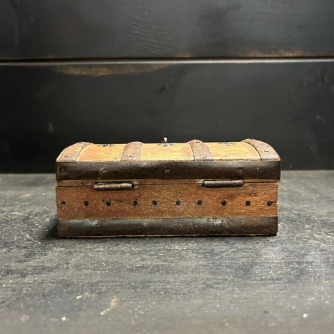 Vintage Rustic Wood and Metal Trinket Box