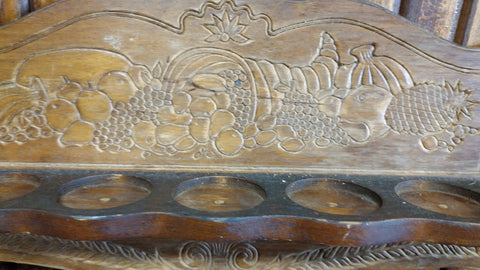 Unique Cornucopia Carved Wooden Wall Shelf Spice Rack/Candle Holder