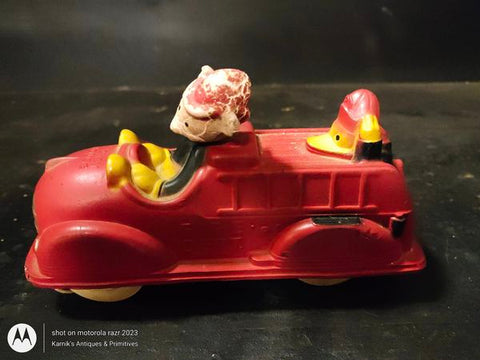 Mickey Mouse & Donald Duck Rubber Fire Truck