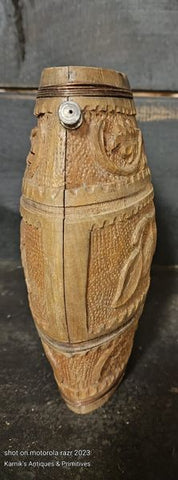 Antique Hand Carved Wooden Flask