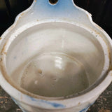 Antique Blue And White Hanging Salt Box Salt Glaze Stoneware Crock With Lid