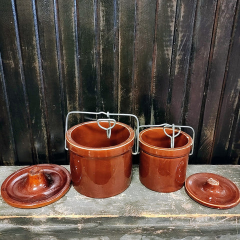 Vintage Brown Stoneware Canning Containers