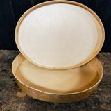 Antique Oval Heavy Cardboard Boxes With Old Fabric