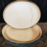 Antique Oval Heavy Cardboard Boxes With Old Fabric