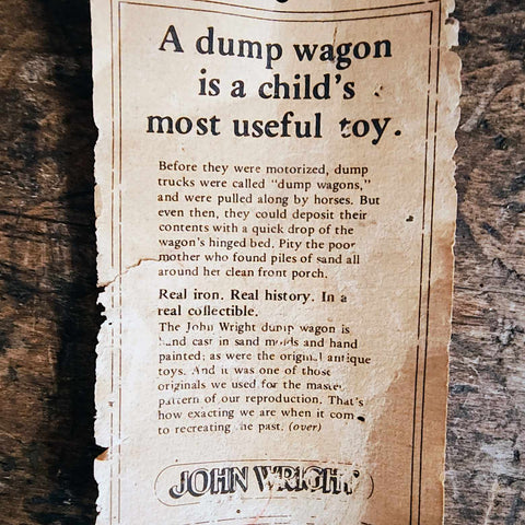 Antique American Cast Iron Dump Wagon Toy
