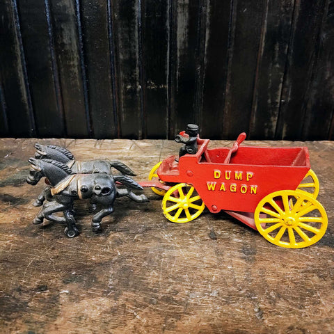 Antique American Cast Iron Dump Wagon Toy