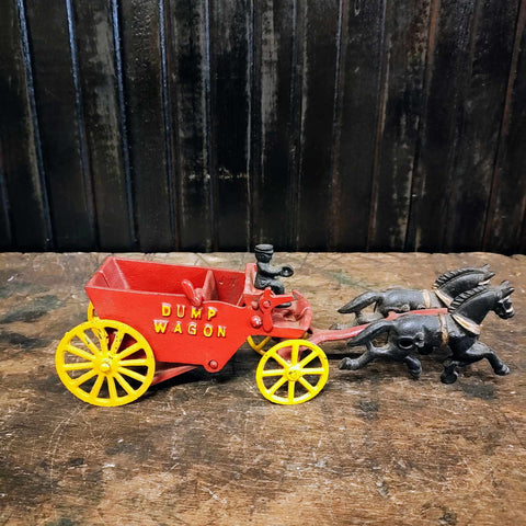 Antique American Cast Iron Dump Wagon Toy
