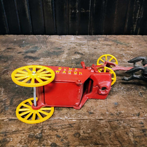 Antique American Cast Iron Dump Wagon Toy