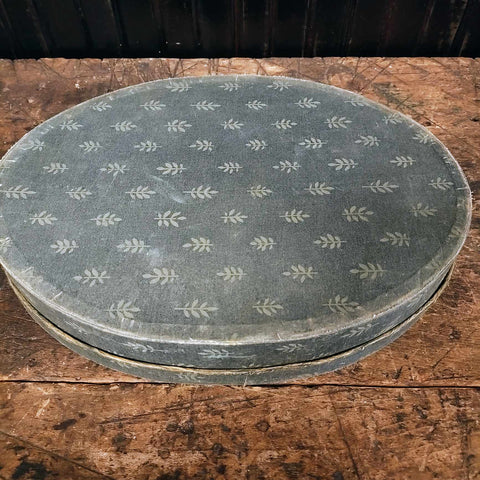 Antique Oval Heavy Cardboard Boxes With Old Fabric