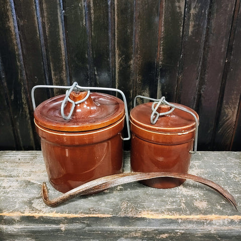 Vintage Brown Stoneware Canning Containers