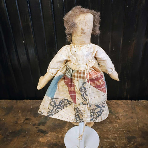 Vintage Cloth Doll Painted Face Unidentified Maker