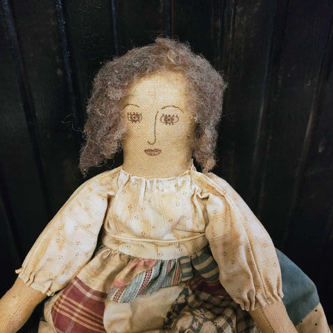 Vintage Cloth Doll Painted Face Unidentified Maker
