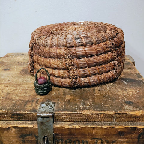 Vintage Coiled Grass Basket
