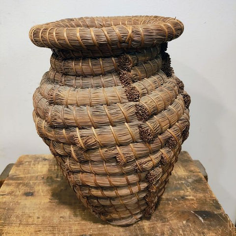 Vintage Coiled Grass Basket