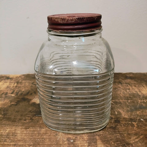Vintage Ribbed Glass Canister