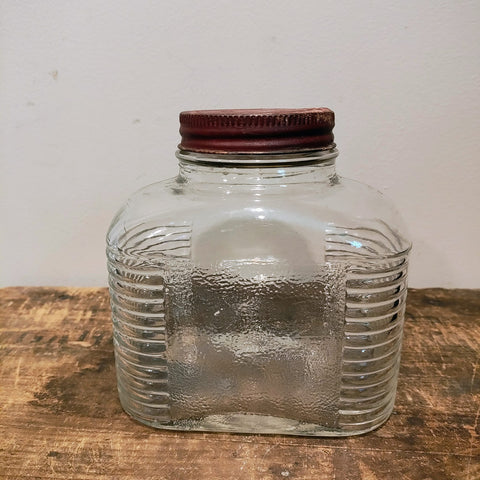 Vintage Ribbed Glass Canister