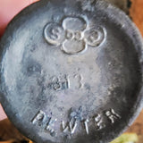 Antique CS Company Pewter Salt And Pepper Shakers With Base