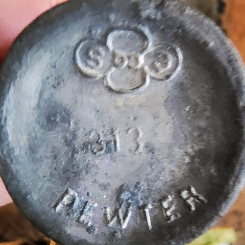 Antique CS Company Pewter Salt And Pepper Shakers With Base