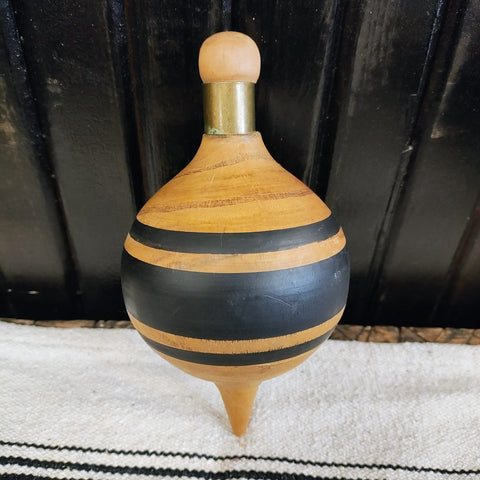 Vintage Basket & Wooden Spinning Tops