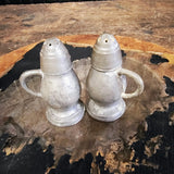 Antique CS Company Pewter Salt And Pepper Shakers With Base