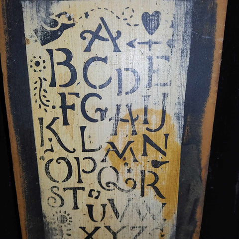 Primitive Stenciled ABCs On An Old Piece Of Board