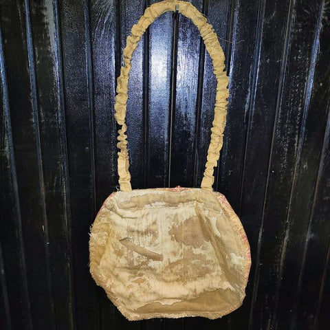 Primitive Handmade (Not By Me) Flower Bag Made To Hang On The Wall