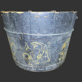 Vintage Bucket With Folk Art Drawing