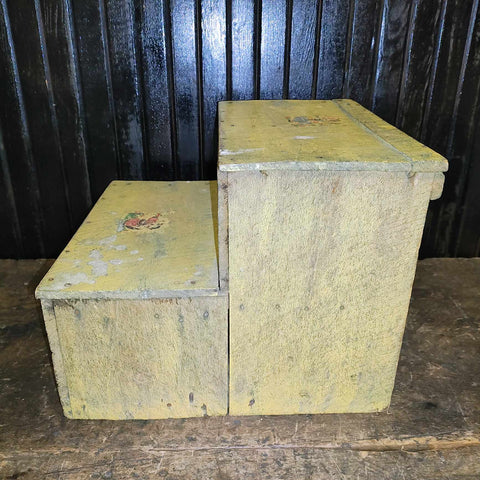 Early 20th Cent Painted Wooden Step Stool w/ Decals