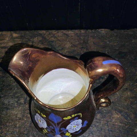 Large Antique Victorian Copper Luster Pitcher Circa 1840 Lusterware
