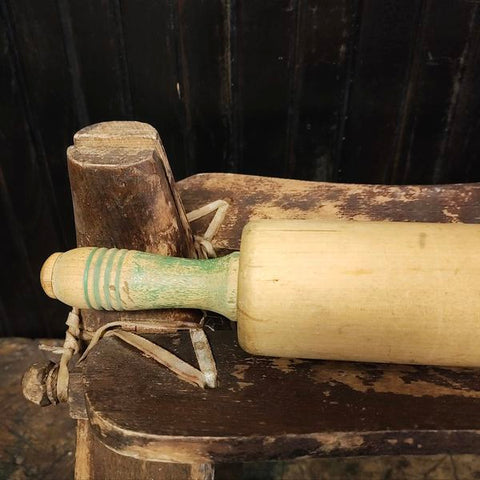 Vintage Green Handled Rolling Pin