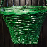 Vintage Painted Green Wire Basket. The inside is white.