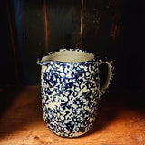 Blue And White Stoneware Spattered Pitcher