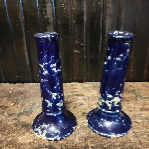 Bennington Pottery stoneware blue and white spackle