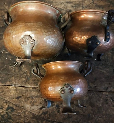 Vintage 3 copper pots