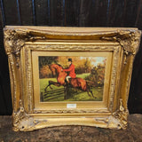 ENGLISH PRINT OF MAN ON HORSEBACK JUMPING FENCE WILLIAM H. HARDY