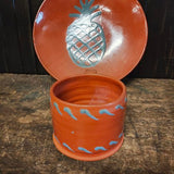 Redware pineapple plate with mug