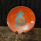Redware pineapple plate with mug