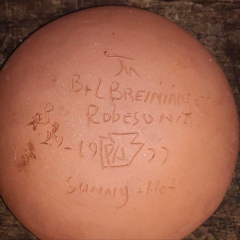 Pair Redware Pennsylvania Decorated Plates ,With Slip Decorated Redware Mug