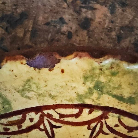 Pair Redware Pennsylvania Decorated Plates ,With Slip Decorated Redware Mug