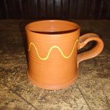 Pair Redware Pennsylvania Decorated Plates ,With Slip Decorated Redware Mug