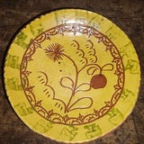 Pair Redware Pennsylvania Decorated Plates ,With Slip Decorated Redware Mug