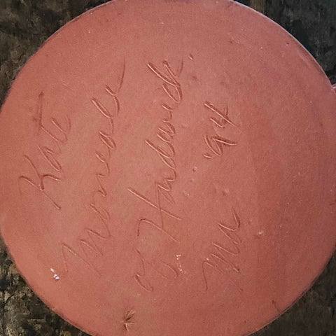 Pair Redware Pennsylvania Decorated Plates ,With Slip Decorated Redware Mug