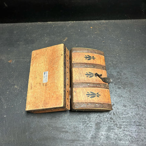 Vintage Rustic Wood and Metal Trinket Box