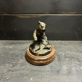 Vintage Grizzly Bear Salmon Fishing Bronzed Figurine
