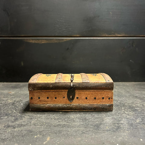 Vintage Rustic Wood and Metal Trinket Box