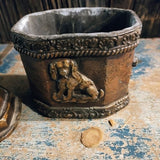 Antique Dog Motif Tobacco Box