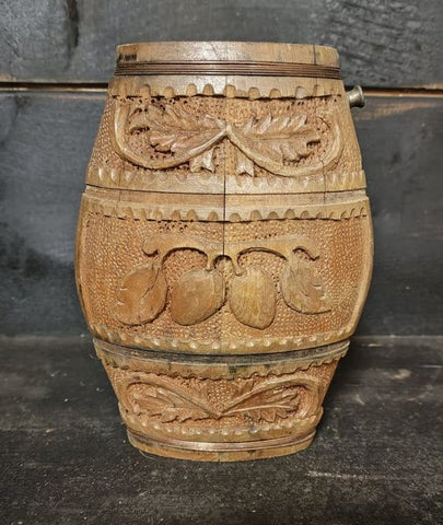 Antique Hand Carved Wooden Flask