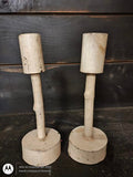 Antique Handmade Wooden Candle Holders